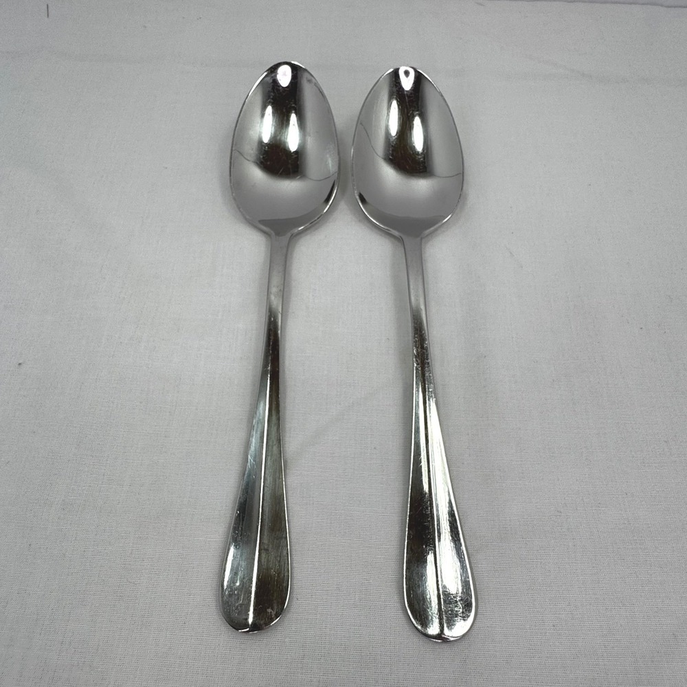 Cuisinart 18/10 Stainless Steel Soup Spoons Set of 2 Glossy Flatware 7 Inch